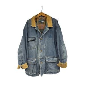 Vintage DUNBROOKE UPSTREAM Embroidered Mens Chore Jacket Blue 90s USA XL